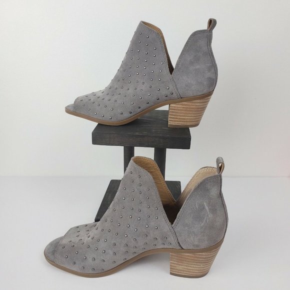Lucky Brand Barlenna Women's Suede Studded Peep Toe Booties Sz 5.5M NWOB - Picture 4 of 9